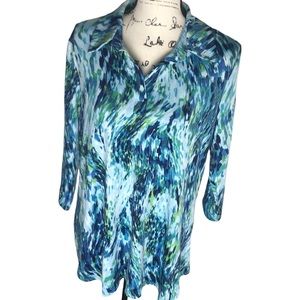 Multicolor High Low Collar Blouse